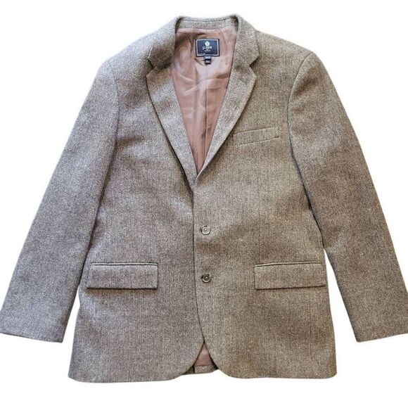J. Crew Blazer Jacket Men's 44 Brown Wool Herringbone Tweed Sport Casual
